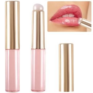 2pcs Silicone Lip Brush, Portable Round Head Lip Brushes Applicator with Cover, Reusable Makeup Brush Beauty Tool for Lipstick Lip Gloss Balm Mask Concealer Eyeshadow Manicure- Pink