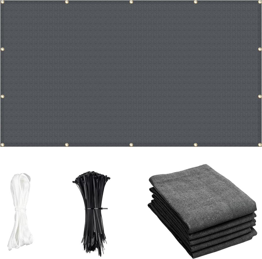 Cool Area Sun Shade Cloth with Grommets 3/4/6/8/10/12/16/20 FT Shade Panel Shade Tarp Screen Fabric for Outdoor Patio Pergola Cover Deck Garden, 6x10 FT, Dark Grey