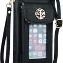 Small Crossbody Purse Cell Phone Wristlet Wallet for Women RFID (Middle, Black)