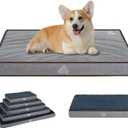 VANKEAN Dog Bed Soft Crate Pad Mat Reversible Warm& Cool, Washable Comfy Kennel Pad with Orthopedic Egg-Crate Foam for Small Medium Large Dogs, Water-Resistant Pet Bed, Grey