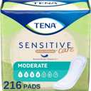 TENA Sensitive Care Incontinence Pads for Women Moderate Absorbency, Bladder Control Pads, 216 Count (Regular)