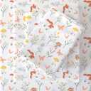 Viviland Mushroom King Sheet Set - 4 Piece Vintage Butterfly Flower Patterned Bed Sheets - Soft, Breathable Microfiber Floral Sheets with Deep Pocket, Non-Slip Fitted Sheets & Pillowcases
