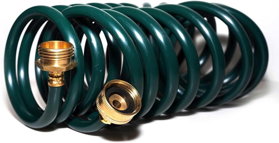 Lightweight EVA Recoil Garden Hose: Retractable Coil Water Hoses with 3/4" GHT Solid Brass Fittings - Corrosion Resistant for Outdoor Lawn Boat (25FT, Green)