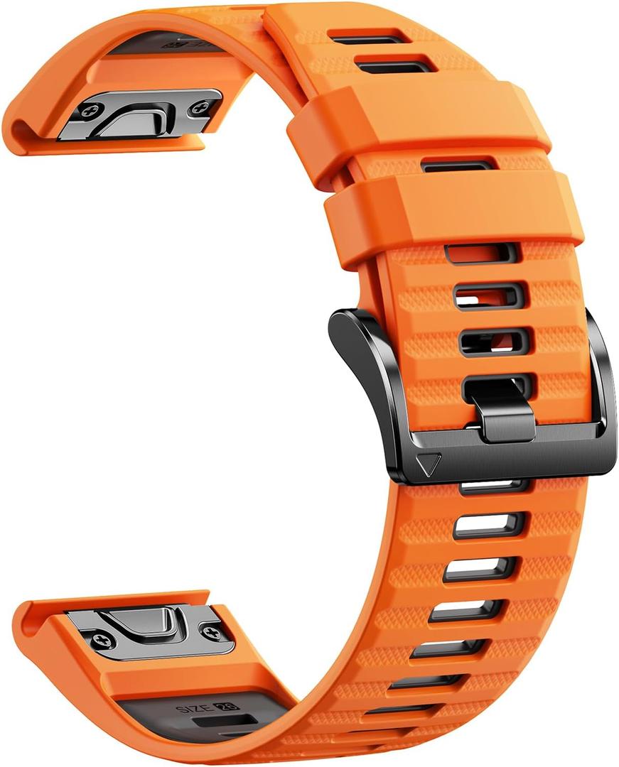 Quickfit 26mm Watch Bands for Garmin Fenix 8 51mm/7X/6X/5X, Sports Silicone Bands Compatible with Garmin Fenix 8 Pro 51mm/7X Pro/6X Pro/5X Plus/3/3HR/Descent MK1/MK2i Smartwatches