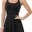 JAFINSY Womens Workout Tennis Dress with Built in Shorts and Bra Athletic Golf Activewear for Exercise (Black, M)