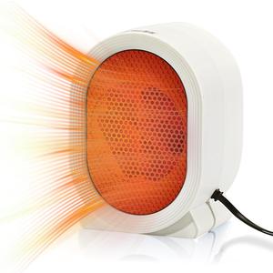 Portable Space Heater for Indoor Use, 400W Small Electric Desk Heater for Bedroom or Office,Overheating & Tip-Over Protection,Fast Heating Room Heater,Lightweight (White)