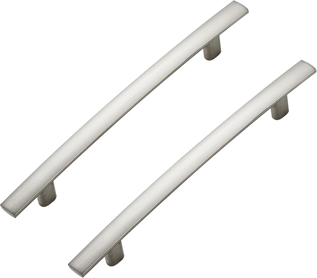 10 Pack Cabinet Handles 5" Hole Center - Curved Cabinet Pulls Brushed Nickel Drawer Pulls for Kitchen Cupboard Solid Hardware for Dresser Drawer Arch Hardware
