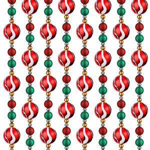 Berlune 16 Feet Christmas Ball Bead Garland Decor for Christmas Tree Party Red White Green Sequin Pearl Candy Beaded Ball Xmas Ornament Hanging Wreaths for Holiday Party Fireplace Fence Home Decor