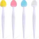 2 x 4pcs Lip Scrub Brush, Silicone Heart Lip Exfoliator Brushes Scrubber Tool, Double-Sided Lip Cleaning Exfoliating Remove Dead Skin Tool for Men Women Dark Lips- Pink & White & Blue & Yellow