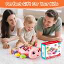 Baby Toys 6-12 Months, Crawling Musical Baby Toy with Obstacle Avoidance, Lights & Music, Interactive Tummy Time Learning Toy with Animal Sounds, English Spanish Developmental Gift for Boys & Girls