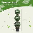 Artificial Topiary Ball Tree, 35inch Fake Topiaries Triple Ball Trees, 2Pack Faux Boxwood Plants Potted for Indoor Outdoor Decor (Set of 2)