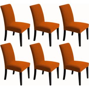 Chair Covers for Dining Room - Stretch Chair Slipcovers for Decorative Seat Protector Armless Removable Washable Elastic Dinner Universal Spandex Solid Chair Slip Covers Set (Autumn Orange,6)