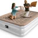 Air Mattress Queen with Built in Pump, Inflatable Mattress, Upgraded Blow up Mattress Queen Size for Home, Guest, Camping, Fast Inflation, Comfort Air Bed, colchon inflable (Light Brown)