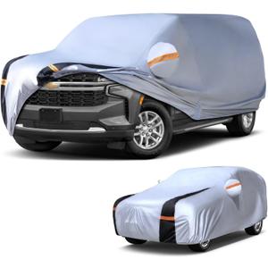 Large SUV Car Cover for Chevy Suburban 100% Waterproof All Weather, Heavy Duty Outdoor Full Exterior Covers Rain Sun Wind UV Hail Protection.
