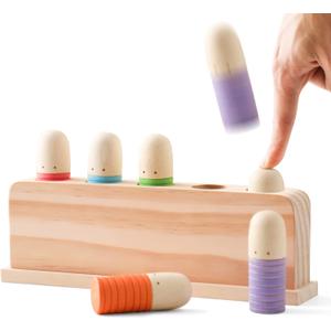Pop Up Toy Multicolor Puppets | Wooden Color Sorting Toys | STEM Montessori Color Matching Toys | Preschool Learning Educational Toys Gifts for Kids Boys Girls Ages for 1 2 3 Years