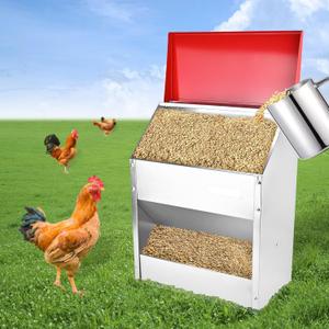 11.5-55lbs Galvanized Chicken Feeder - Rat Proof Poultry Feeder with Lid Weatherproof Outdoor Coop Food Dispenser (30lbs 13.8x8.3x17.7in)