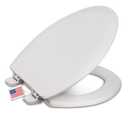 Centoco Heavy-Duty Elongated Toilet Seat, Wood Core with Scratch-Resistant Plastic Finish, Won't Crack or Fade, Residential, Made in the USA, DSAMAZ9-001, White