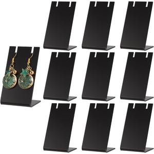 PH PandaHall 10pcs Acrylic Earring Holder Black Earring Display Stands L-shape Ear Organizer Dangling Earring Stands for Earring Necklace Jewelry Shows Retail Photography Props, 1.7x1.4x3 inch