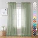 OVZME 2 Pieces Bedroom Curtains 96" Length for Farmhouse, Voile Drapes Light Airy Window Decor for Patio Door Living Room Bedroom Dining, Sage Green, Each W42 X L96 inches, 1 Pair