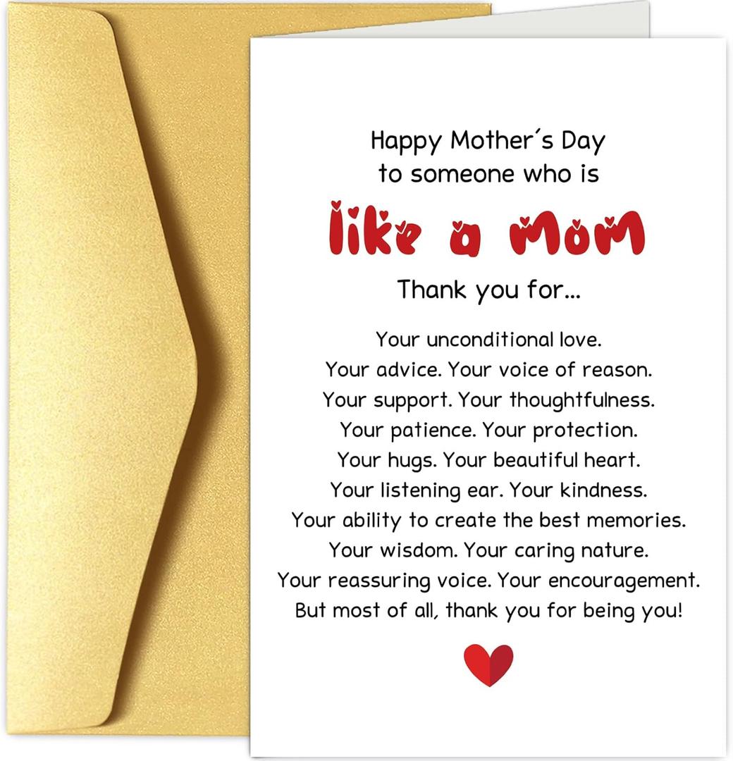 10 x Funny Mother's Day Card for Stepmom Aunt Godmother, Mother's Day Card Gift for Special Like a Mom, Bonus Mom Mothers Day Card, Mothers Day Gift for Her, Like a Mom Thank You Card