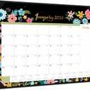 2026 Desk Calendar - Large Desk Calendar 2026, Jan. 2026 - Dec. 2026, 22" x 17", 12 Months, Corner Protectors - Black Floral