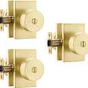 Goldenwarm Gold Door Knobs Interior, Zinc Alloy Brushed Gold Privacy Door Knob for Bedroom Bathroom, Heavy Duty Modern Brushed Brass Door Knobs (3 Pack)