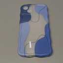 DEFBSC for iPhone 13 Case, Cute Clear Wavy Art Design Aesthetic Pattern Phone Case for Women Girls, Wave Frame Durable Protective Cover Full Camera Protection Bumper for iPhone 13, Blue