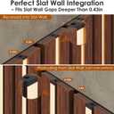 Slat Wall Lights - GloryAir 12Pcs Black Self-Adhesive Wall Panel Light Strips, 3000K Warm White Dimmable Smart Touch Switch for Wood Slat, WPC & Acoustic Panel, Living Room, Bedroom & Stair Decor, 16"+24"+40" X 4