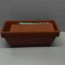 7 Pack Window Box Planters, 17 Inch Plastic Rectangular Flower Pots for Indoor/Outdoor Plants, Herbs, Vegetables, Includes Trowel, Waterproof Mat & Gloves (Brick-red)
