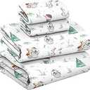 RUVANTI Flannel Sheets Queen Size - GOTS Certified 100% Organic Cotton, 4 Piece Warm, Soft & Breathable Set, Deep Pocket Snug Fit, Double Brushed Cozy All Season Bedding, Fox N Friends