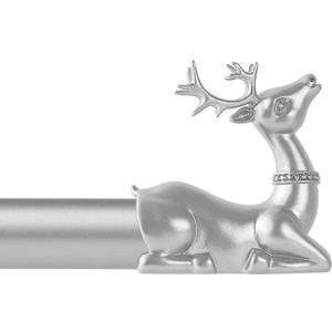 Silver Decorative Curtain Rods for Windows:72-144" Adjustable Farmhouse Curtain Rod for Bedroom Living Room,Heavy Duty Rustic Drapery Rods with Vintage Deer Finials Easy Install,Antique Silver (72-150" & 1pack)