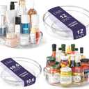 LAMU 4 Pack Lazy Susan Organizer, Clear Lazy Susan Turntable for Cabinet, Refrigerator, Table Top, Kitchen, Bathroom, Pantry Organizers and Storage, 2 Sizes Included 12in, 10.6in