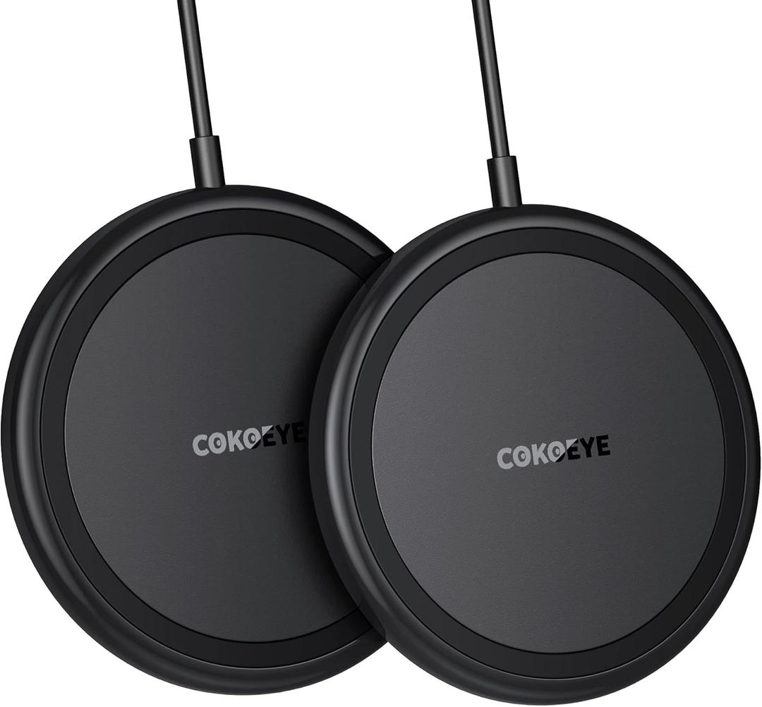 COKOEYE Wireless Charger, 15W Max Fast Wireless Charging Pad 2-Pack Compatible with iPhone 17/17 Air/17 Pro/17 Pro Max/16/15/14/13/12/Samsung S24/S24Ultra/S23Ultra/S22/S21,AirPods Pro2 (Black)