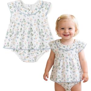 Simplee kids Baby Girl Romper Onesie,Short Sleeve (White)