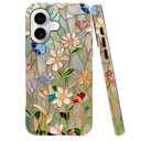 TnXee Case Compatible with iPhone 17,Fall Prevention Bright Hybrid 2-Layer Hard Shell Phone Case for Girls Boys,Stained Glass Bloom Flower
