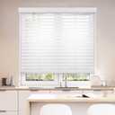 DEZ FURNISHINGS Cordless 2" Smooth Faux Wood Blind, 34.5" W x 48" H, Smooth White