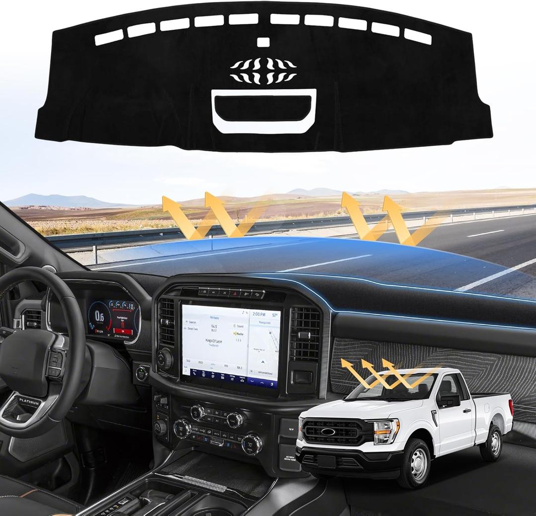 F150 Dash Cover for 2021 2022 2023 2024 2025 Ford F150 Dashboard Cover Mat for F150 Accessories Suede Dash Mat F150 Sun Shade F150 Dash Board Protector Dash Cover Mat No Glare