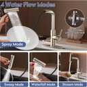 SINGSUO Pull Down Kitchen Faucet with Glass Rinser (Brushed Nickel) | 4 Spray Modes Kitchen Faucets with Pull Out Sprayer & Cup Washer, High Pressure Single Handle Bar Sink Faucet 1 or 3 Hole