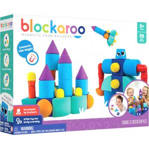 Blockaroo Magnetic Foam Building Blocks - 35-Piece Castle, Bath Toys for Toddlers, Preschool Toys, Bathtub Toys, Sensory Toys, Blocks for Toddlers 3-5, Engineering Toys for Kids 3-5, Bath Blocks