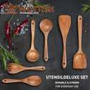 Wooden Spoons - Wooden Spoons for Cooking,Natural Wooden Kitchen Utensils Set Non Toxic,6-Piece Wooden Cooking Utensils(A06)