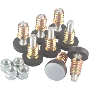 Furniture Leveler PTFE(Teflon) Bottom(20mm Base),Threaded Shank(1/4-20) Adjust Pads,Table/Chair/Cabinet/Sofa Medium Adjustable Legs Leveling,Nuts Installation and Floor Protection(8 Pack)