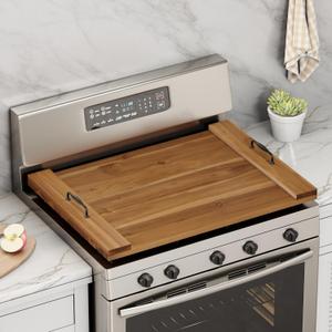 BLUEWEST Noodle Board Stove Cover, Acacia Wood Stove Top Board for Gas Burners and Electric Stove, Extra Thick Wooden RV Stovetop/Sink Cover - Tray for Kitchen Counter Space