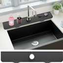 Sink Splash Guard, 32 x 5.5, Longer Faucet Mat, Silicone Sink Splash Guard Behind Faucet, Faucet Guard Draining Mat, Water Drip Catcher Mat for Kitchen,Bathroom (Black)