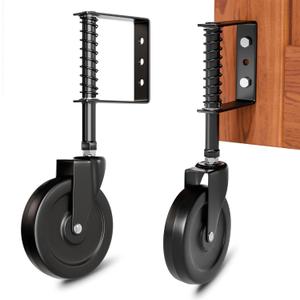 5 Spring Loaded Gate Wheel Gate Caster Wheel Fence Wheels for Gates, Fence Gate Wheel Gate Caster Gate Wheels for Wooden Gate, Ideal for Outdoor Gates, 200 LBS Capacity, 1 Pcs, Black