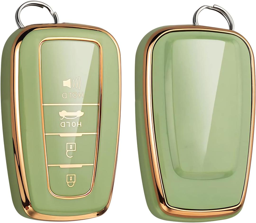 for Toyota Camry RAV4 Key Fob Cover, for Highlander Avalon GT86 Key Fob Case Premium Soft TPU 360 Degree Protector Holder,Green