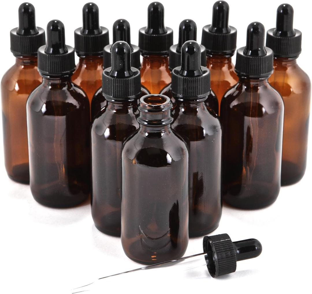 Vivaplex 12, Amber, 2 oz Glass Bottles, With Glass Eye Droppers