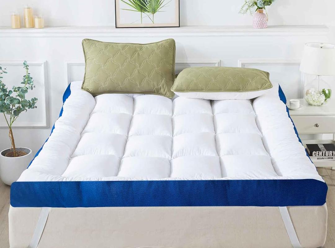 WhatsBedding 5 Inch Memory Foam Queen Mattress Topper 100% Cotton Top, Filled with Breathable & Soft Memory Foam Pillow Top,4 Elastic Straps, 80x60x5 Inch, Queen
