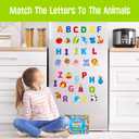 Large Magnetic Letters and Animals, Educational Learning Tool for Kids Word Recognition 52 Pieces Magnets Include 26 Colorful Alphabet Letters and Corresponding Cartoon Images