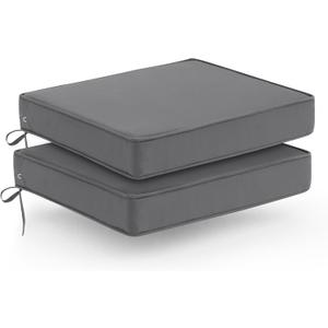 Outdoor Chair Cushions Set of 2, Waterproof Patio Chair Cushions, Outdoor Patio Furniture Replacement Seat Cushions, 17 x 16 x 2 inch, Dark Grey
