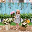 Spring Backdrop Natural Scenery Garden Backdrop for Birthday Wedding Bridal Shower Party Decor Happy Spring Banner Party Decorations White Fence Flowers 8x6ft（Polyester）